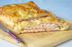 Salmon en-croute with clotted cream and lemon -