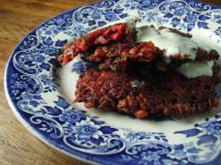 Beetroot, Chickpea and Feta Fritters with Mint and Lemon Yoghurt -