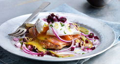 Rosti with salmon and poached egg -