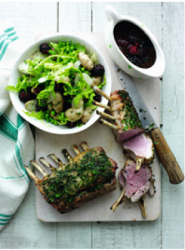 Herby rack of lamb with spring blackberry salad -