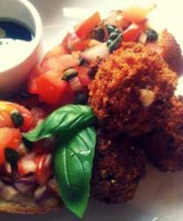 Crunchy Parmigianno Reggiano and Parma Ham Tapas with Bruschetta -