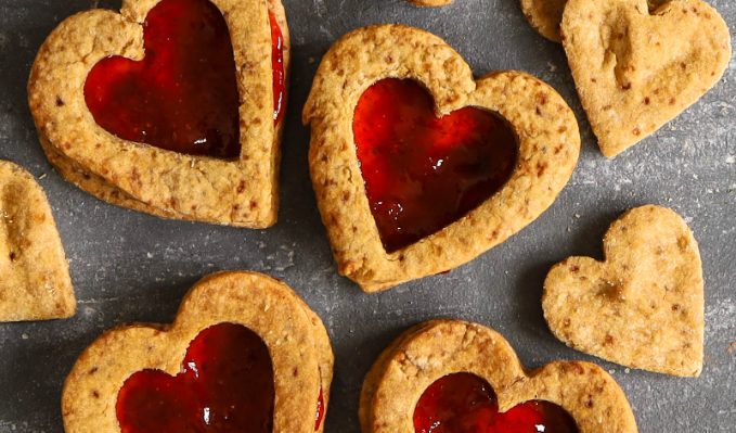 Heart-shaped Jammy Biscuits -